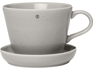 ERNST kávéscsésze tányérral 20cl, d9 h7 cm, porcelán, homokszürke