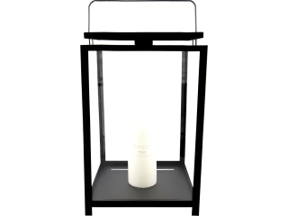 ERNST lámpás tömbgyertyához, h25 cm, fém/üveg, fekete
