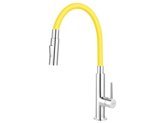 Ferro Zumba Slim 2F flexibilis csövű csaptelep, 2 funkciós zuhanyfej, sárga 