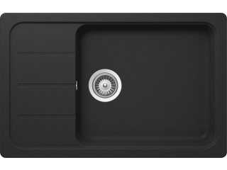 Schock Formhaus D-100LS konyhai mosogatótálca Cristalite Onyx 780 x 500 mm, gránit, megfordítható, hagyományos beépítés, metalizált fekete