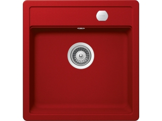 Schock Mono N-100S konyhai mosogatótálca Cristadur Rouge 490 x 510 mm lefolyó távműködtetővel, gránit, hagyományos beépítés, piros