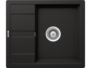 Schock Ronda D-100 konyhai mosogatótálca Cristalite Nero 580 x 500 mm, gránit, megfordítható, hagyományos beépítés, fekete