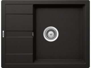 Schock Ronda D-100L konyhai mosogatótálca Cristalite Nero 650 x 500 mm, gránit, megfordítható, hagyományos beépítés, fekete