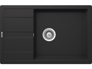 Schock Ronda D-100XL konyhai mosogatótálca Cristalite Onyx 780 x 500 mm, gránit, megfordítható, hagyományos beépítés, metalizált fekete