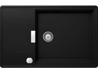 Schock Tia D-100LS konyhai mosogatótálca Cristadur Puro 780 x 500 mm lefolyó távműködtetővel, gránit, megfordítható, hagyományos beépítés, intenzív fekete