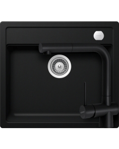 Schock Mono N-100 konyhai mosogatótálca 570 x 510 mm és Schock Laios konyhai csaptelep Cristadur Puro kihúzható fejjel, intenzív fekete