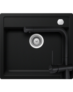 Schock Mono N-100 konyhai mosogatótálca 570 x 510 mm és Schock Laios konyhai csaptelep Cristadur Puro, intenzív fekete