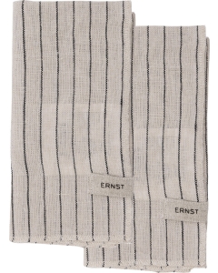 ERNST textil szalvéta, 40x40 cm, 100% len, csíkos, natúr/fekete 2db