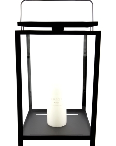 ERNST lámpás tömbgyertyához, h25 cm, fém/üveg, fekete